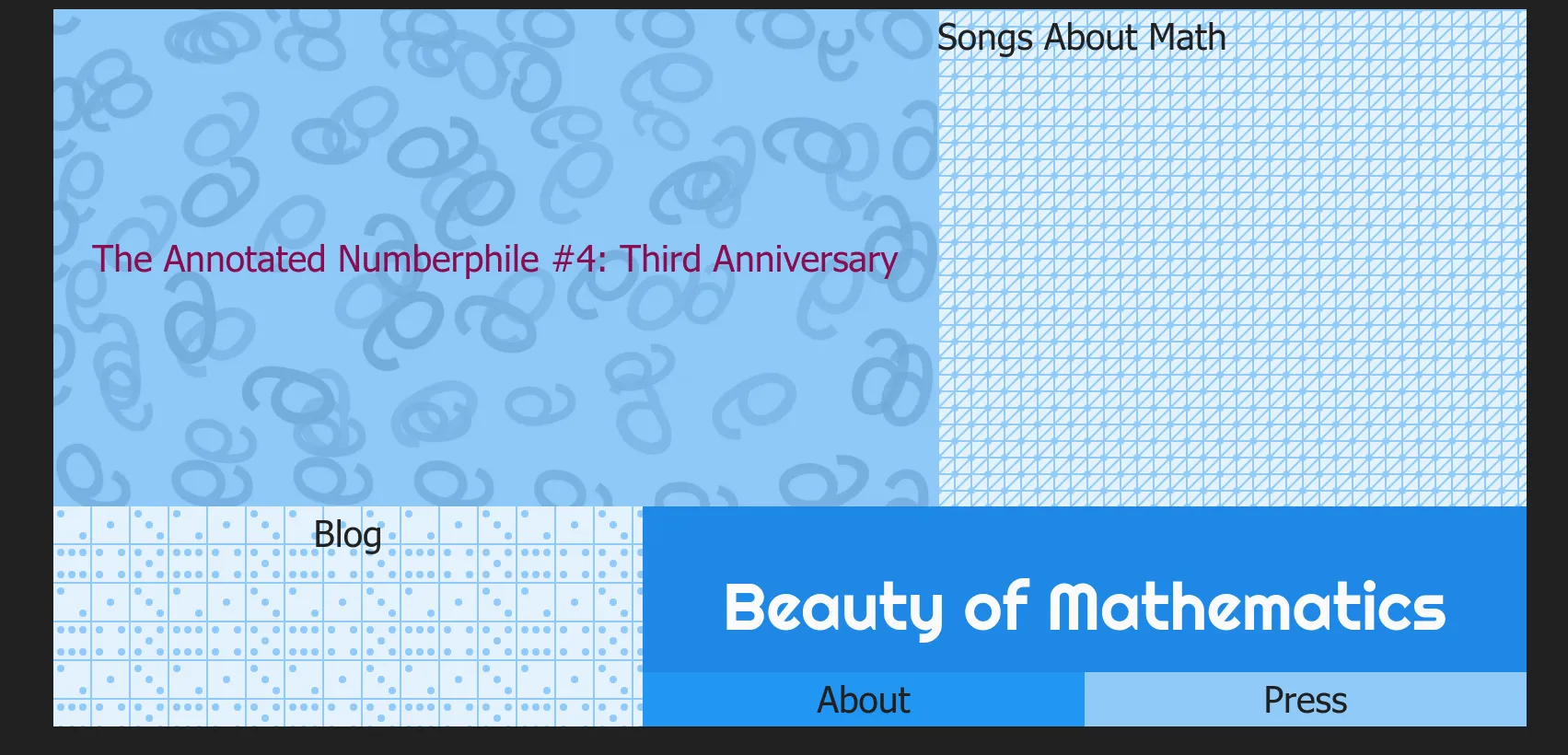 Screenshot of the Beauty of Mathematics Home Page